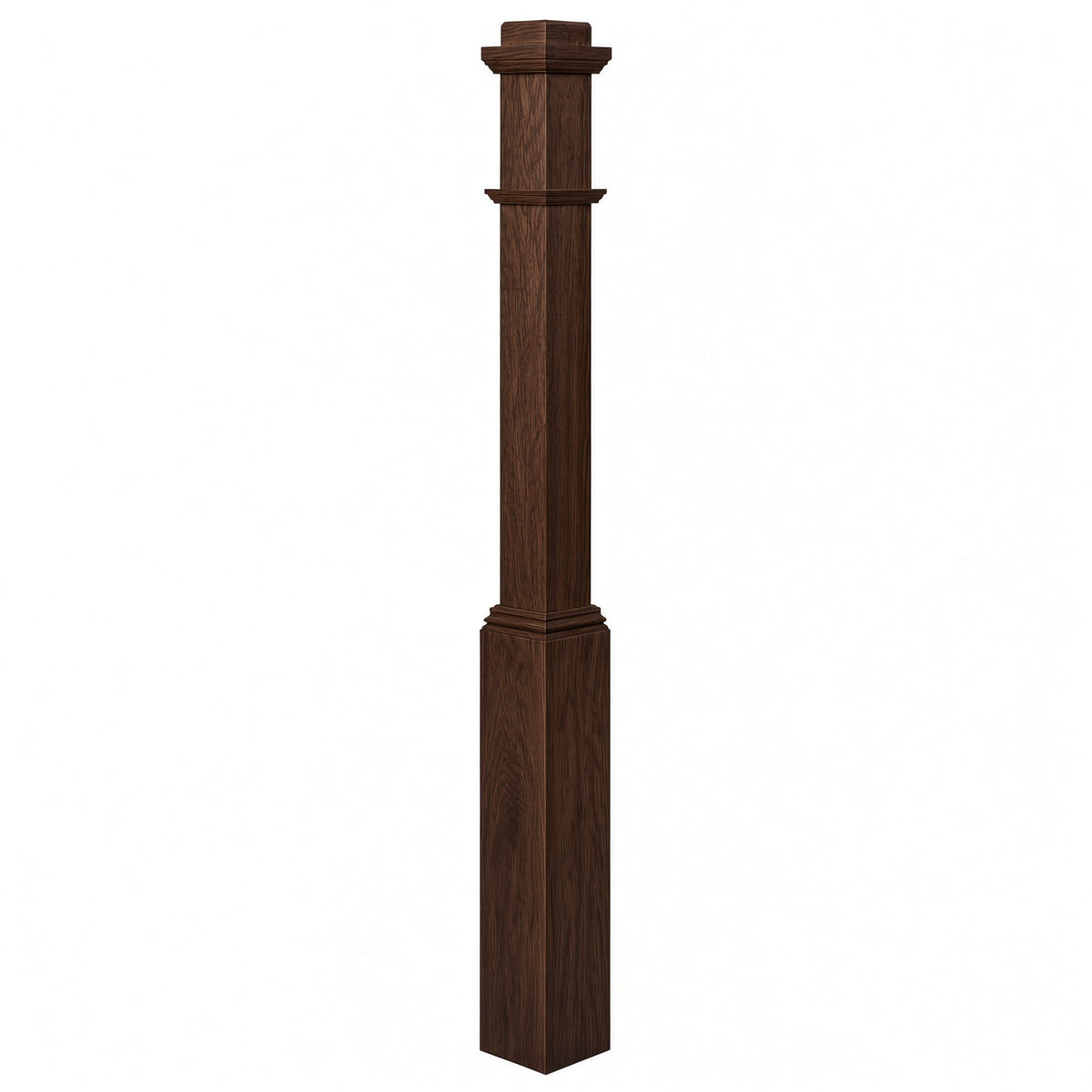 4491 3-1/2" Box Newel Post with attached pedistal, Walnut