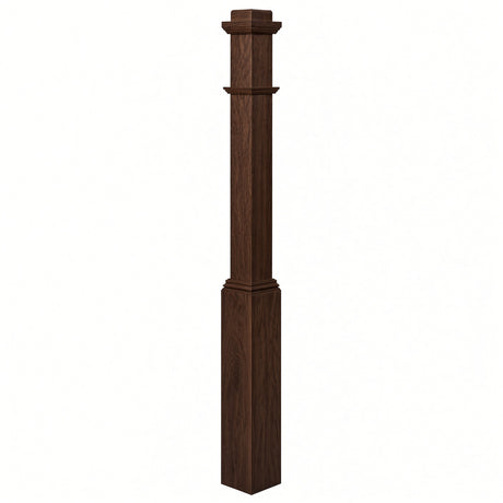 4491 3-1/2" Box Newel Post with attached pedistal, Walnut