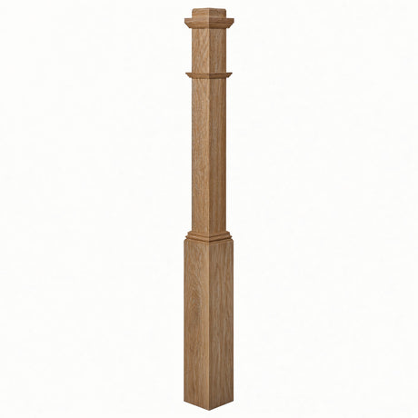4491 3-1/2" Box Newel Post with attached pedistal, White Oak