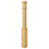 4491 3-1/2" Box Newel Post with attached pedistal, Yellow Pine