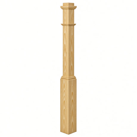4491 3-1/2" Box Newel Post with attached pedistal, Yellow Pine