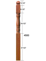 4500 Ball Top Starting Newel Post Dimensional Information