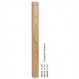 4502 3-1/2" S4S Newel Post with Champhered Top and Grooves, Hickory