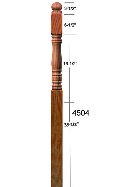 4504-60 Ball Top 60" Starting Newel Post Dimensional Information