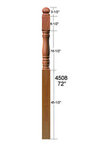 4508 Ball Top Landing Newel Post Dimensional Information