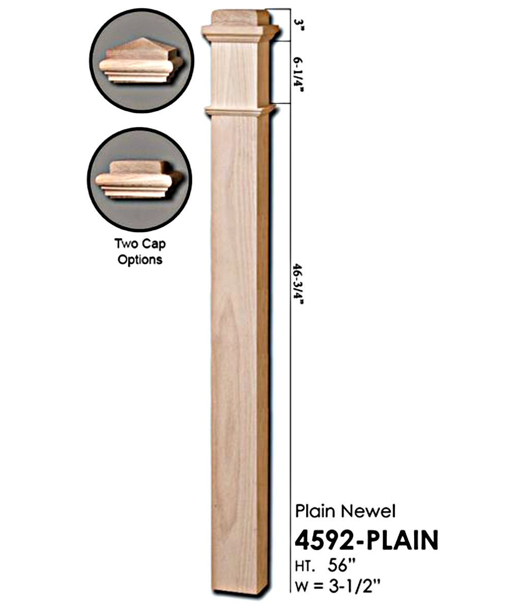 4592-Plain Red Oak Box Newel Post
