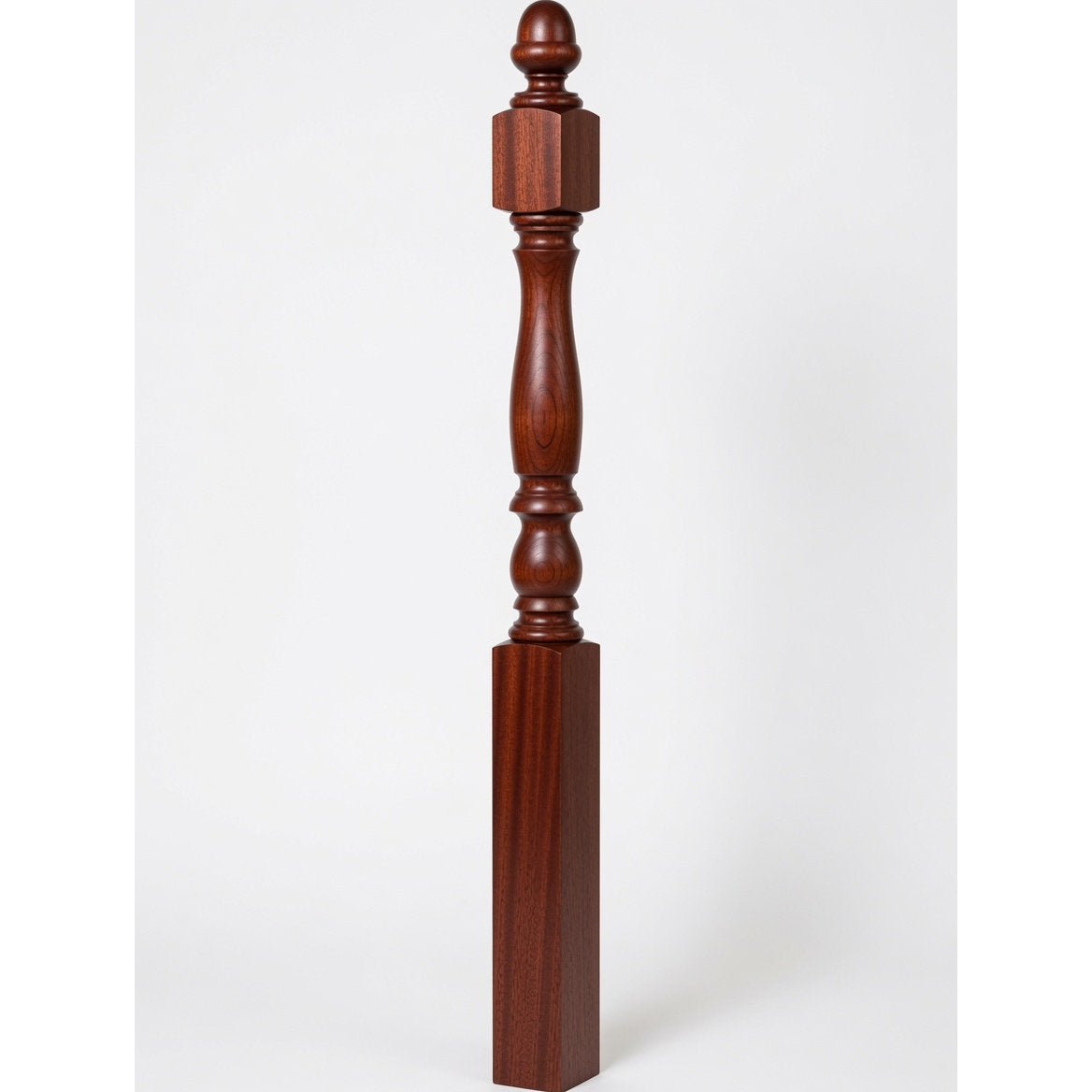 4600 (48") or 4604 (60") Ball Top Country Plain Newel Post, Mahogany