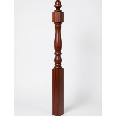 4600 (48") or 4604 (60") Ball Top Country Plain Newel Post, Mahogany
