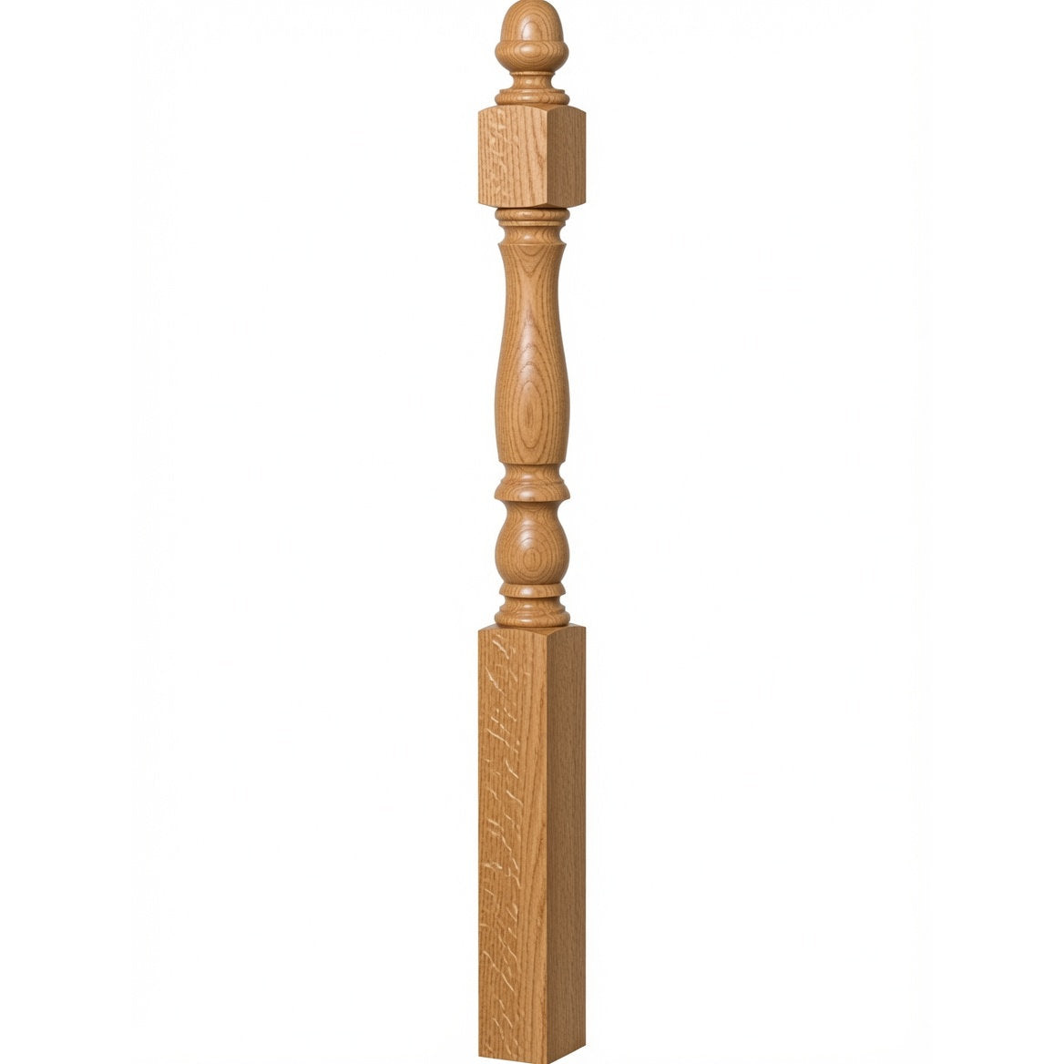 4600 (48") or 4604 (60") Ball Top Country Plain Newel Post, White Oak