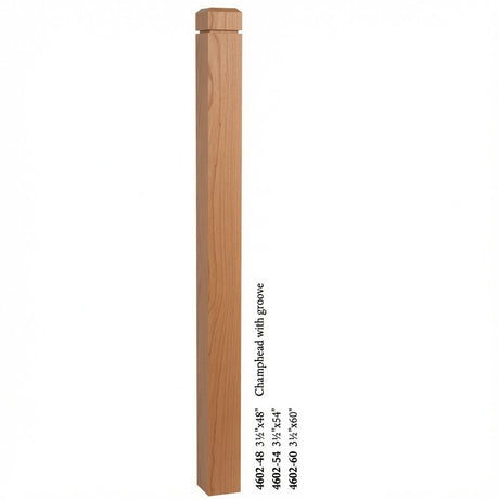4602 3-1/2" S4S Newel Post with Champhered Top and Groove, American Cherry