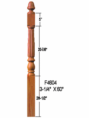 F-4604 Fluted Country Newel Post