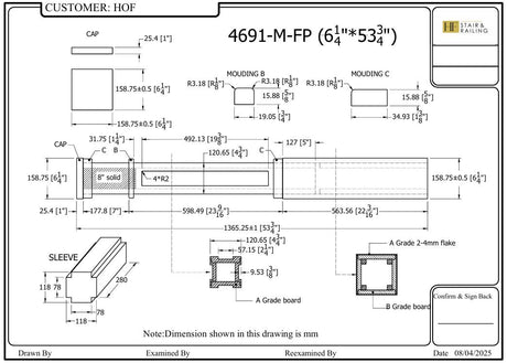 4691-M-Plain Mission-Style Flat Panel Box Newel Post CADD