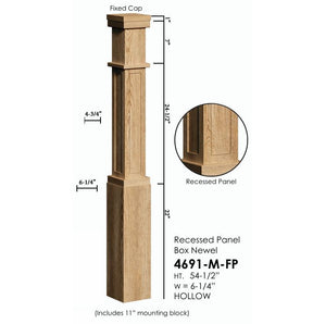 4691-M-Plain Mission-Style Flat Panel Box Newel Post