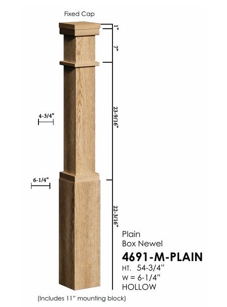 4691-M-Plain Mission-Style Plain Box Newel Post
