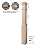 4691 Plain Red Oak Box Newel Post