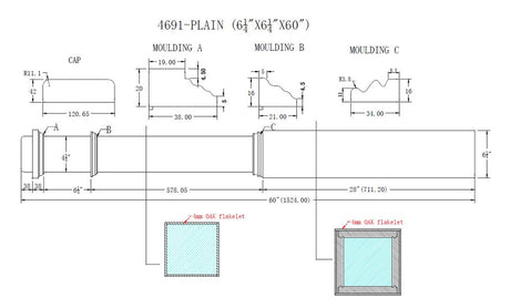 CADD Drawing for 4691 Box Newel Post