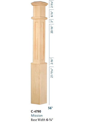C-4790 Mission Style Box Newel Post 
