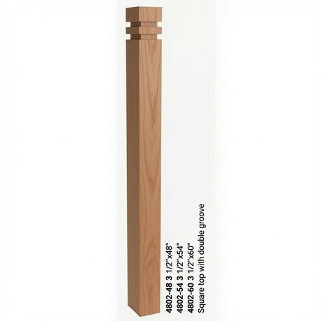 4802 3-1/2" S4S Newel with Squarte Top and Double Grooves, American Cherry