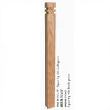 4802 3-1/2" S4S Newel with Squarte Top and Double Grooves, Red Oak