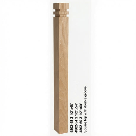 4802 3-1/2" S4S Newel with Squarte Top and Double Grooves, White Oak