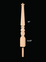 4813 Pin Top Octagonal Volute 1800s Newel Post Dimensional Information