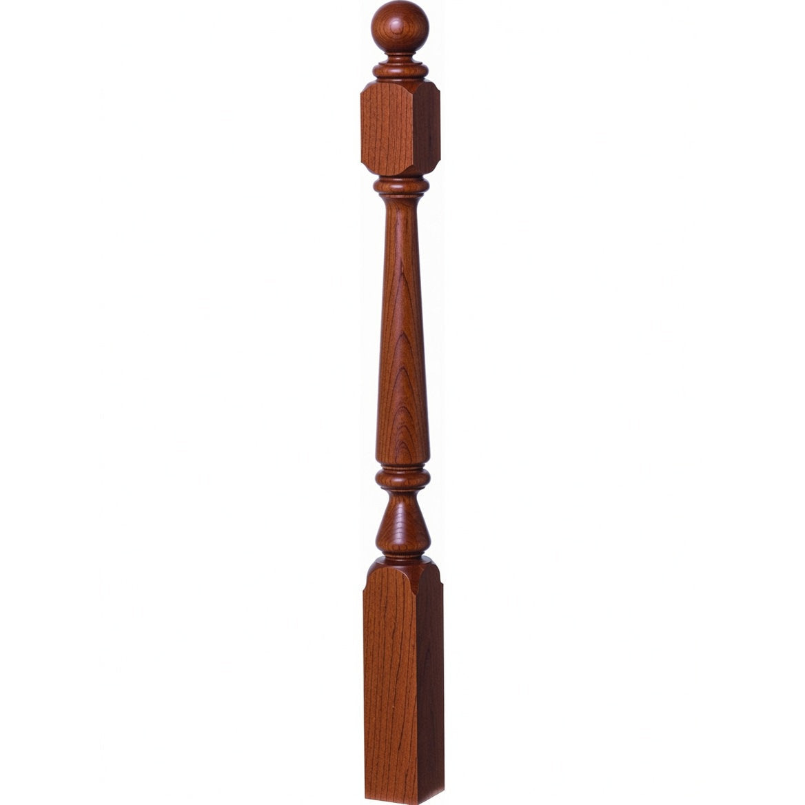 4840 (48"), 4842 (60"), or 4848 (72") Ohio Ball Top Newel Post, Brazilian Cherry