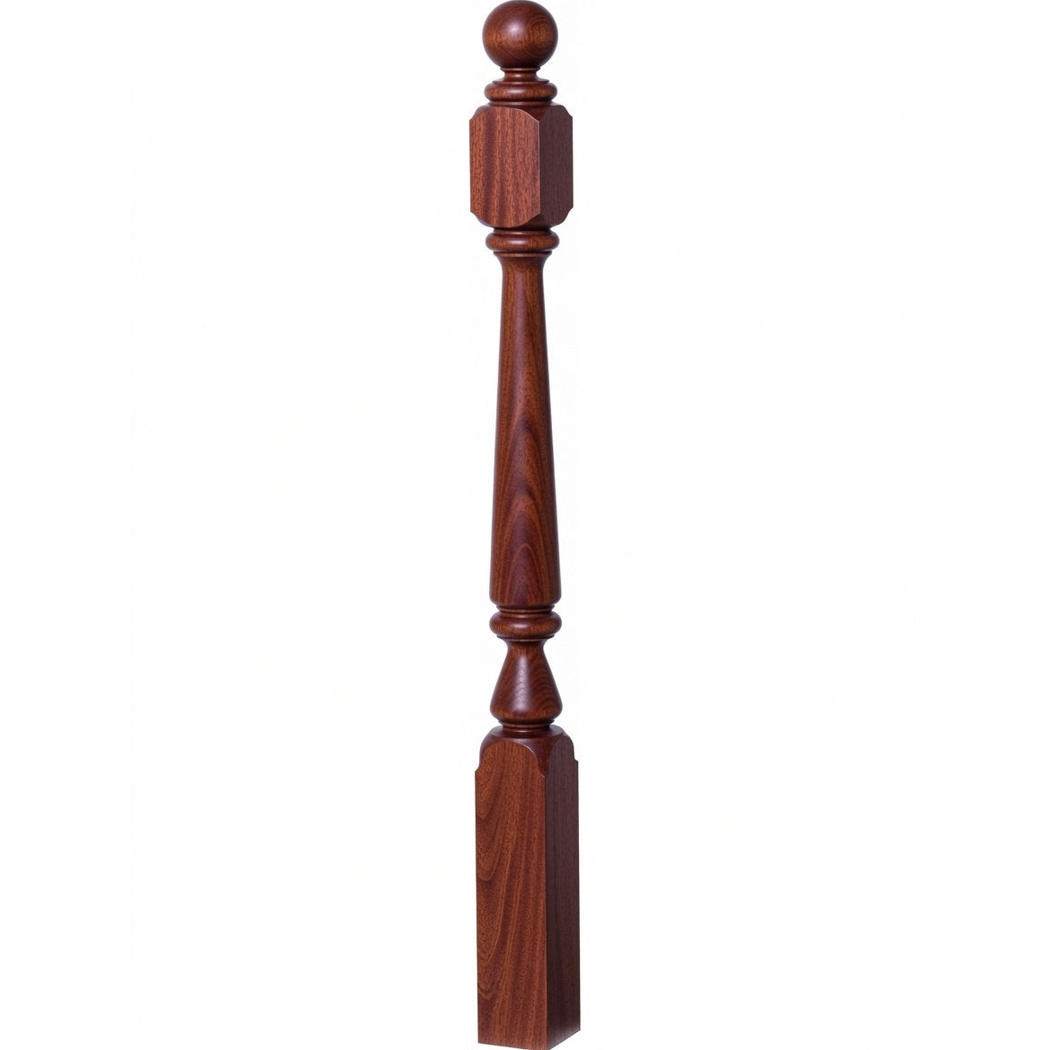 4840 (48"), 4842 (60"), or 4848 (72") Ohio Ball Top Newel Post, Mahogany