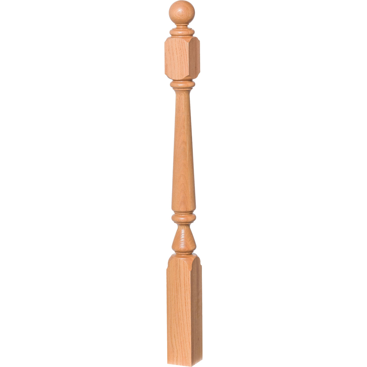 4840 (48"), 4842 (60"), or 4848 (72") Ohio Ball Top Newel Post, Red Oak