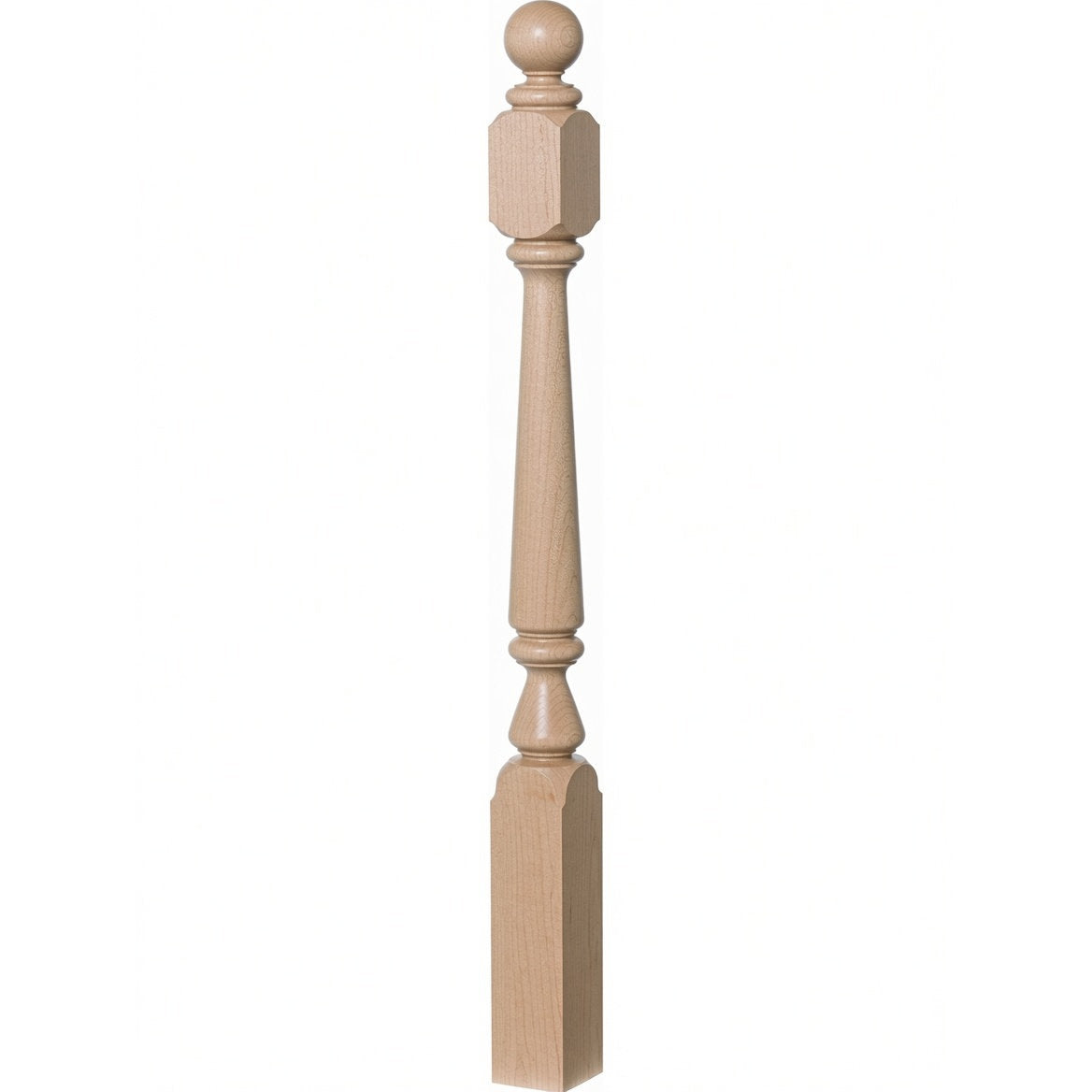 4840 (48"), 4842 (60"), or 4848 (72") Ohio Ball Top Newel Post, Soft Maple