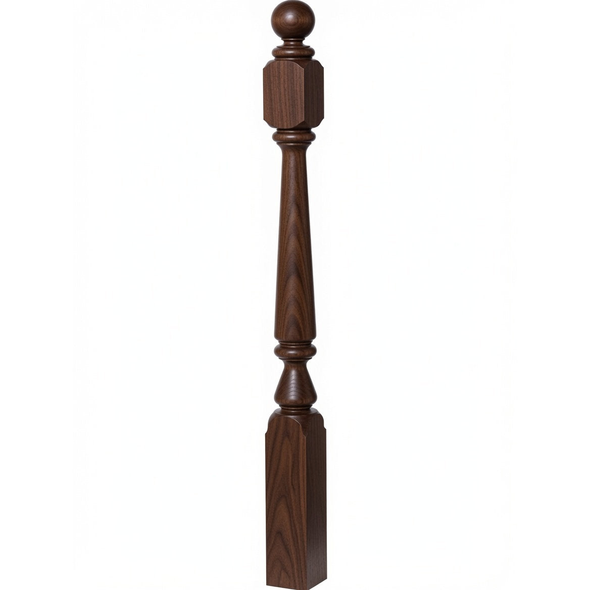 4840 (48"), 4842 (60"), or 4848 (72") Ohio Ball Top Newel Post, Walnut