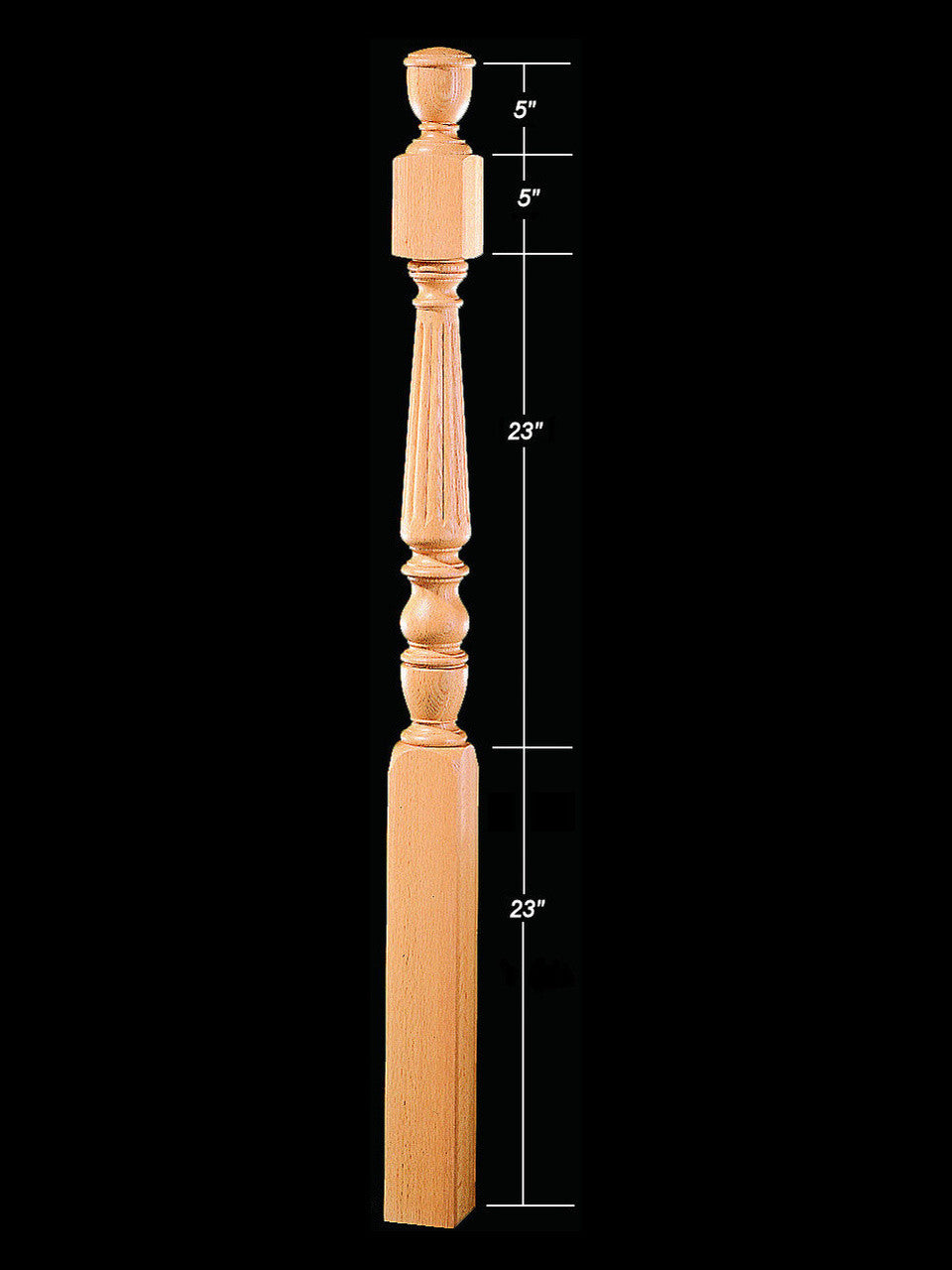 4842R 56" Reeded Pin Top Universal 1800s Newel Post