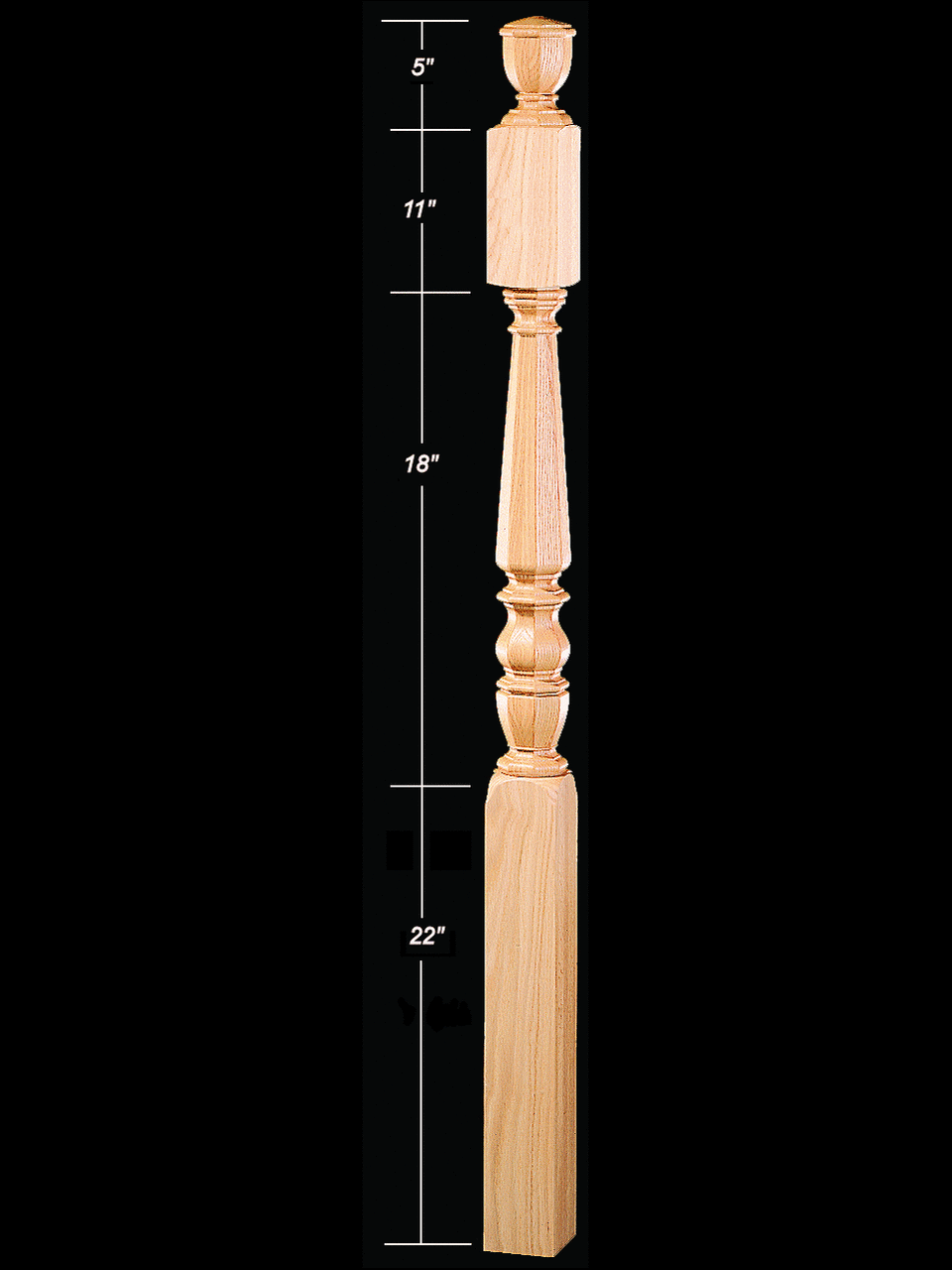 4845 56 Octagonal Landing/Second-Floor 1800s Newel Post