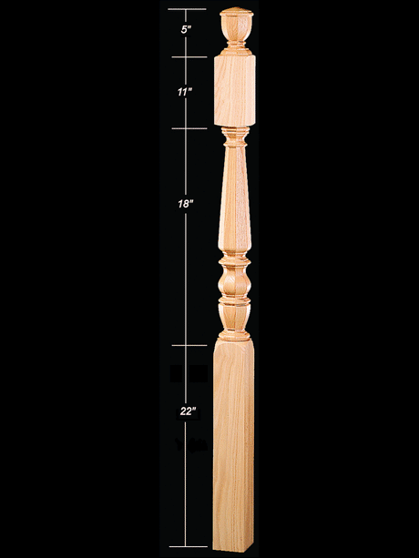 4845 56 Octagonal Landing/Second-Floor 1800s Newel Post