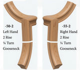 7050 Left and 7055 Right Hand 2 Riser Goosenecks with 1/4-Turn & Up Easing for the 6010 Handrail, Alder