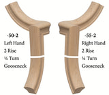 7050 Left and 7055 Right Hand 2 Riser Goosenecks with 1/4-Turn & Up Easing for the 6010 Handrail, Beech