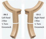 7050 Left and 7055 Right Hand 2 Riser Goosenecks with 1/4-Turn & Up Easing for the 6010 Handrail, Birch