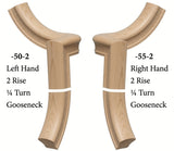 7050 Left and 7055 Right Hand 2 Riser Goosenecks with 1/4-Turn & Up Easing for the 6010 Handrail, Hard Maple