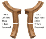 7050 Left and 7055 Right Hand 2 Riser Goosenecks with 1/4-Turn & Up Easing for the 6010 Handrail, Hickory