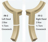 7050 Left and 7055 Right Hand 2 Riser Goosenecks with 1/4-Turn & Up Easing for the 6010 Handrail, Poplar