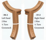 7050 Left and 7055 Right Hand 2 Riser Goosenecks with 1/4-Turn & Up Easing for the 6010 Handrail, Red Oak