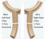 7050 Left and 7055 Right Hand 2 Riser Goosenecks with 1/4-Turn & Up Easing for the 6010 Handrail, Soft Maple