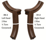 7050 Left and 7055 Right Hand 2 Riser Goosenecks with 1/4-Turn & Up Easing for the 6010 Handrail, Walnut