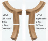 7050 Left and 7055 Right Hand 2 Riser Goosenecks with 1/4-Turn & Up Easing for the 6010 Handrail, White Oak