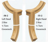 7050 Left and 7055 Right Hand 2 Riser Goosenecks with 1/4-Turn & Up Easing for the 6010 Handrail, Yellow Pine