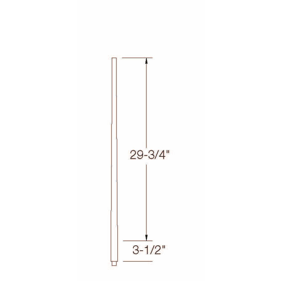 A-5040 1-1/4" x 34" Colonial Long Tapered Baluster Dimensional Information