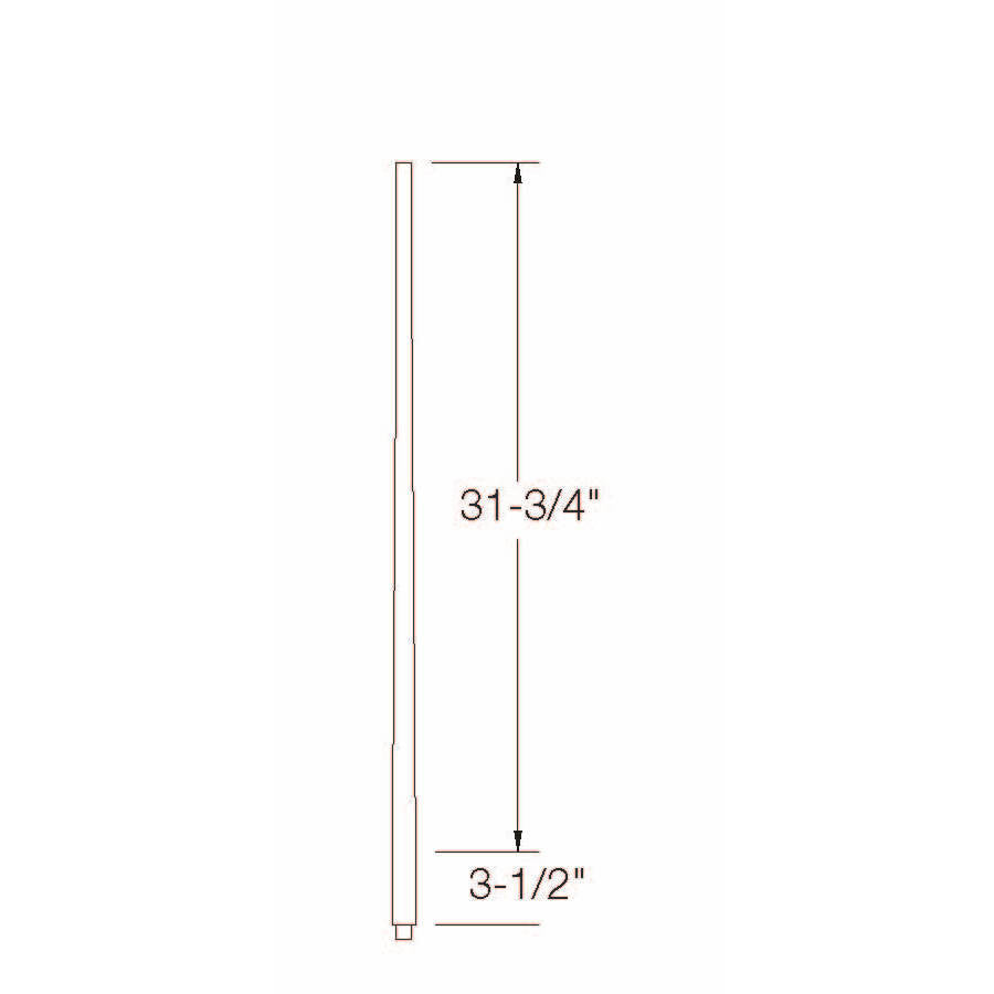 A-5040 1-1/4" x 36" Colonial Long Tapered Baluster Dimensional Information