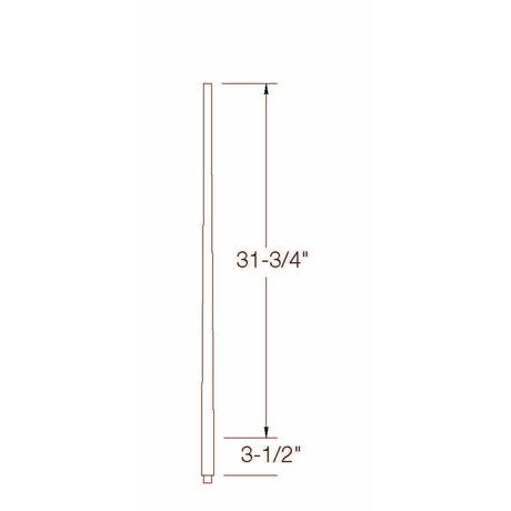 A-5040 1-1/4" x 36" Colonial Long Tapered Baluster Dimensional Information