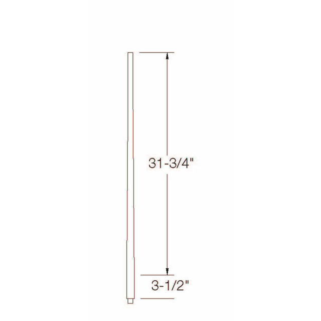 A-5040 1-1/4" x 36" Colonial Long Tapered Baluster Dimensional Information