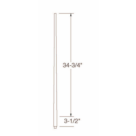 A-5040 1-1/4" x 39" Colonial Long Tapered Baluster Dimensional Information