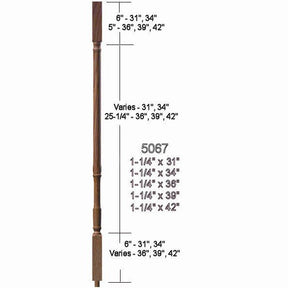 5067 34" Square Top Traditional Baluster